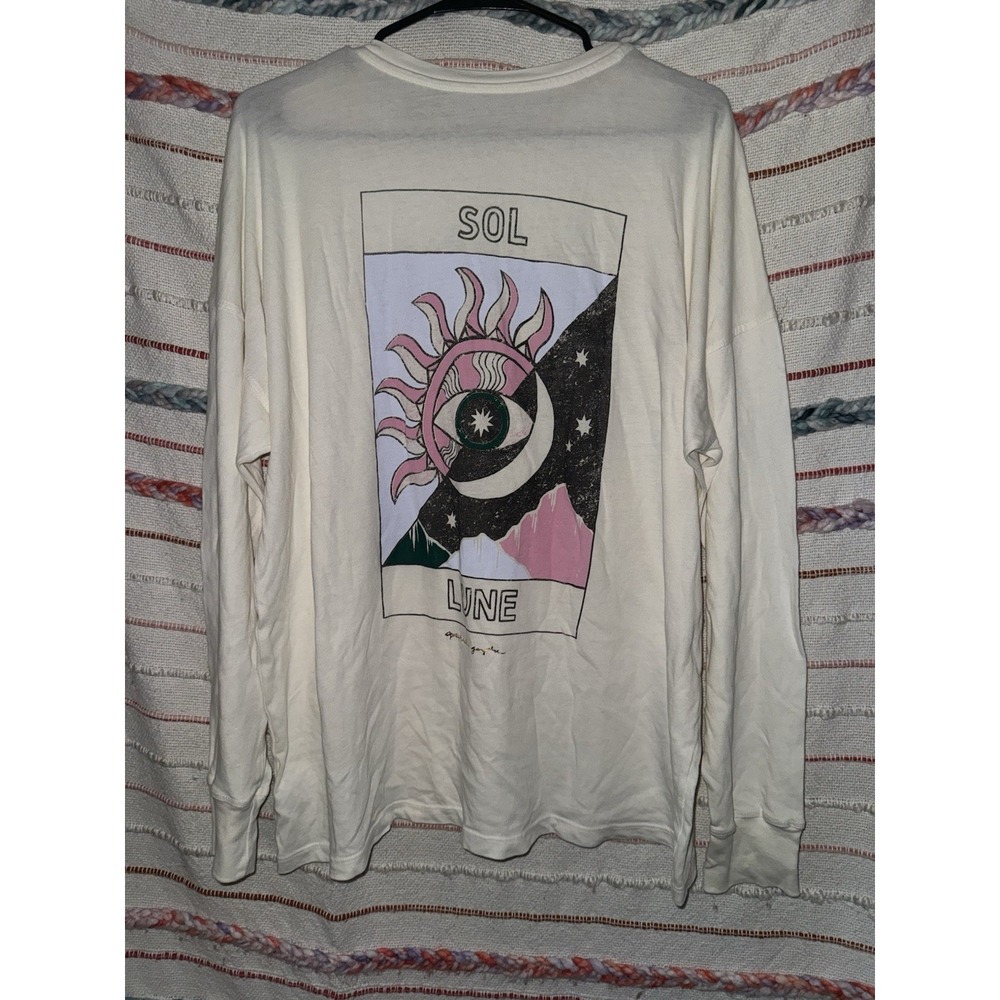 SPIRITUAL GANGSTER Women's White "Sol Lune" Long Sleeve Size S
